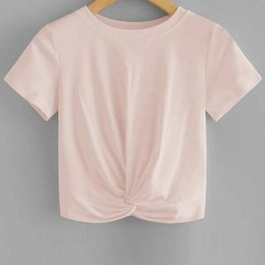 Twist front pink crop
